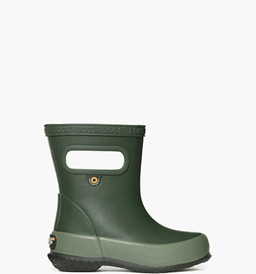 Skipper Solid Kids' Rain Boots in Dark Green for $32.49