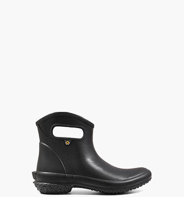 Patch Ankle Boot Solid Women's Garden Boots in Black for $85.00