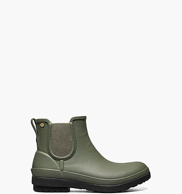 Amanda Chelsea II Women's Waterproof Slip On Rain Boots in Green Ash for $115.00