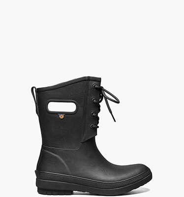 Amanda II Lace Women's Waterproof Lace Up Rain Boots in Black for $125.00