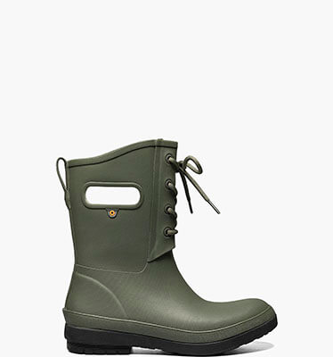 Amanda II Lace Women's Waterproof Lace Up Rain Boots in Green Ash for $69.90