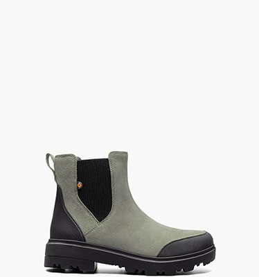 Holly Chelsea Leather Women's Waterproof Leather Boots in Green Ash for $129.49