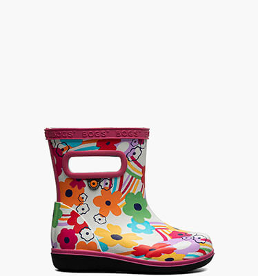 Skipper II Rainbow Flower Kids Rainboots in Bone Multi for $55.00