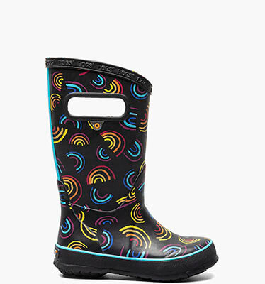 Rainboots Wild Rainbows Kid's Rainboots in Black Multi for $52.99