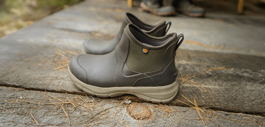 Shop the BOGS Spruce Chelsea Men's Slip On Boots in Dark Brown.