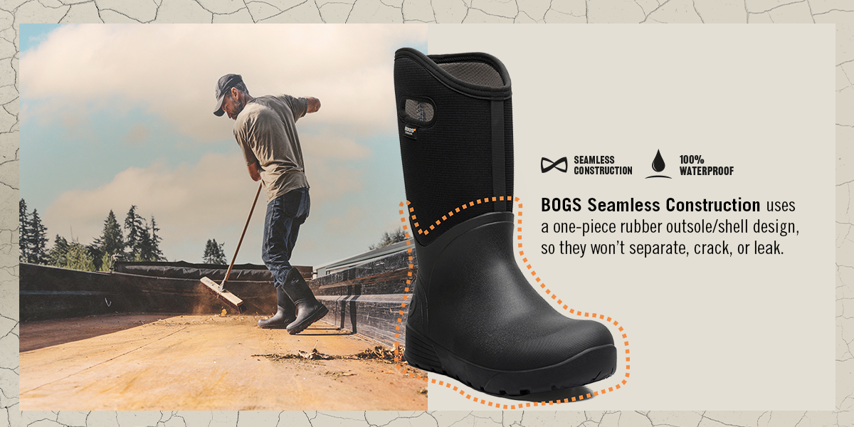 Shop the men's Seamless collection featuring a man sweeping out a truck bed. 