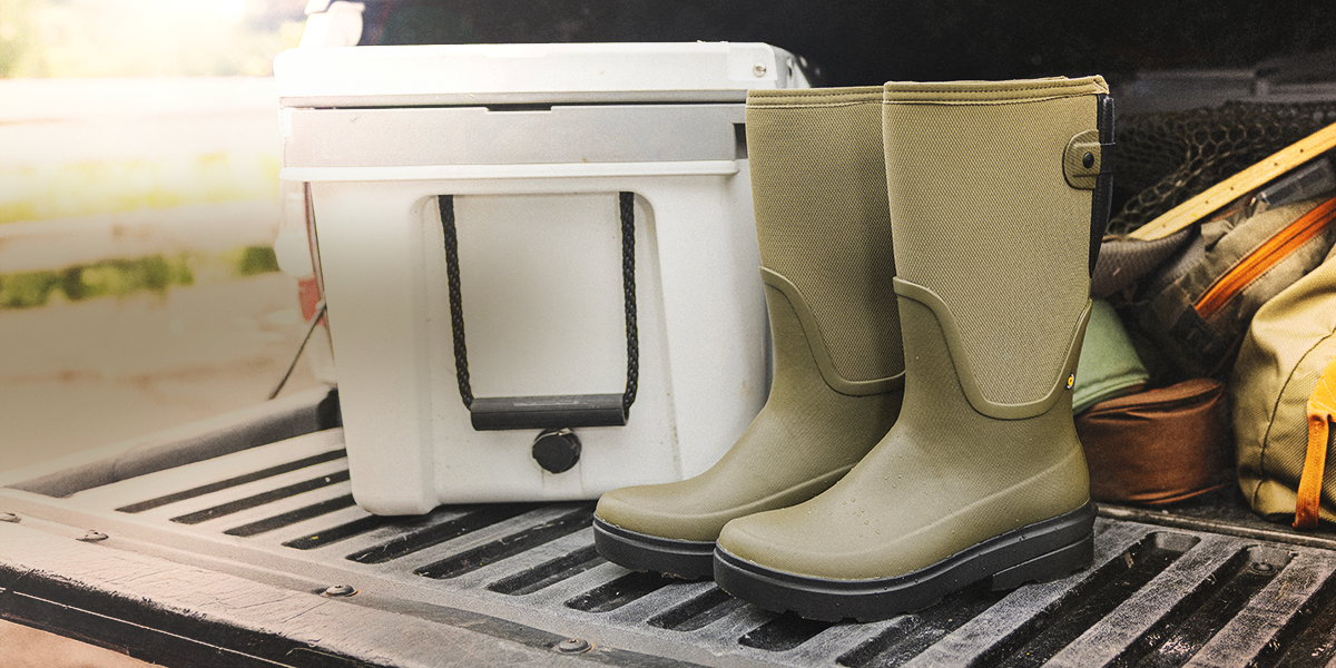 Shop the new Women's Hazel featuring the boots on a tailgate with a cooler. 