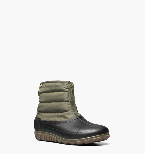 Classic Casual Winter Zip Women's Waterproof Slip On Snow Boots in Olive for $96.99
