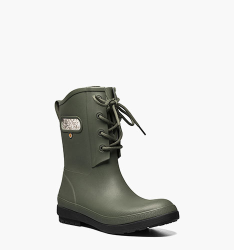 Amanda II Lace Women's Waterproof Lace Up Rain Boots in Green Ash for $79.99