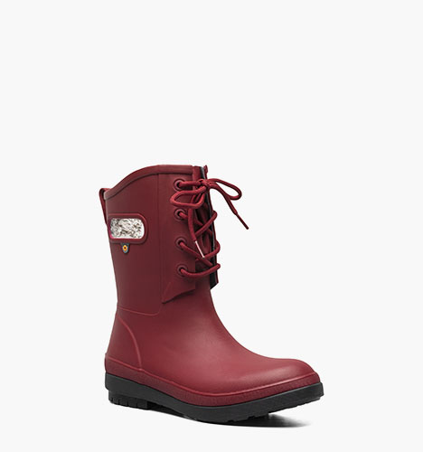 Amanda II Lace Women's Waterproof Lace Up Rain Boots in Cranberry for $79.99