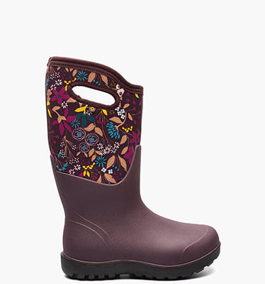 Neo-Classic Tall Cartoon Flowers Women's Winter Boots in Burgundy Multi for $170.00