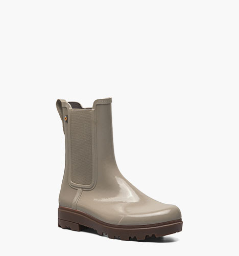 Holly Tall Chelsea Shine Women's Rain Boot in Taupe for $69.99