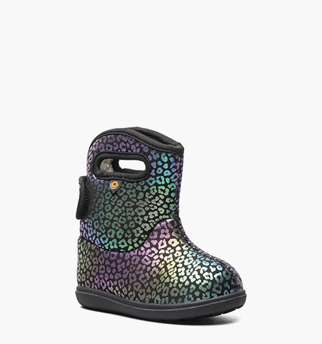 Baby Bogs II Rainbow Leopard Toddler Rain Boots in Black Multi for $44.99