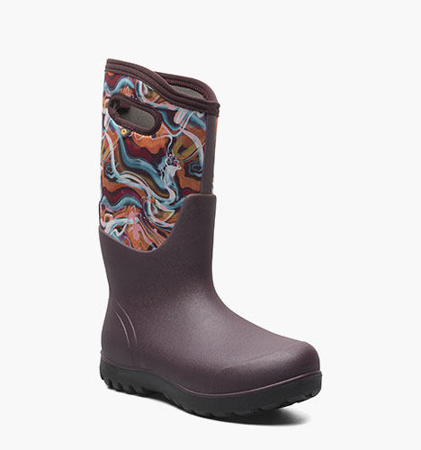 Neo-Classic Tall Glossy Abstract Women's Farm Boots in Burgundy Multi for $101.99