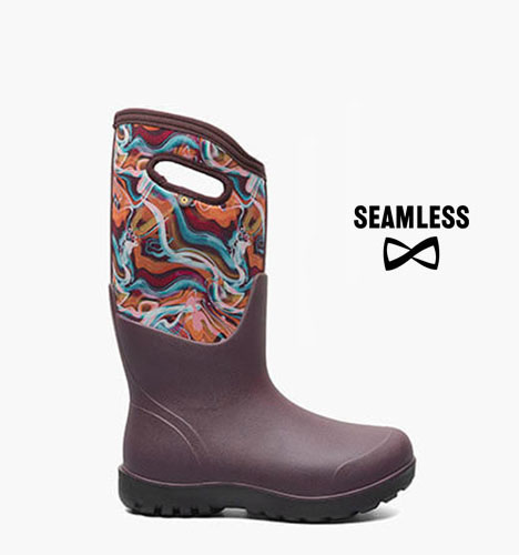Neo-Classic Glossy Abstract Women's Farm Boots in Burgundy Multi for $127.50
