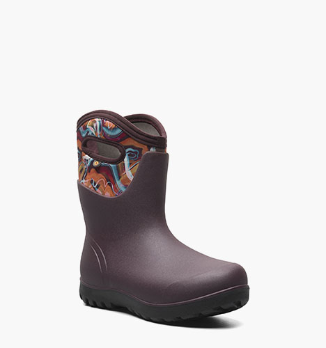 Neo-Classic Mid Glossy Abstract Women's Farm Boots in Burgundy Multi for $95.99