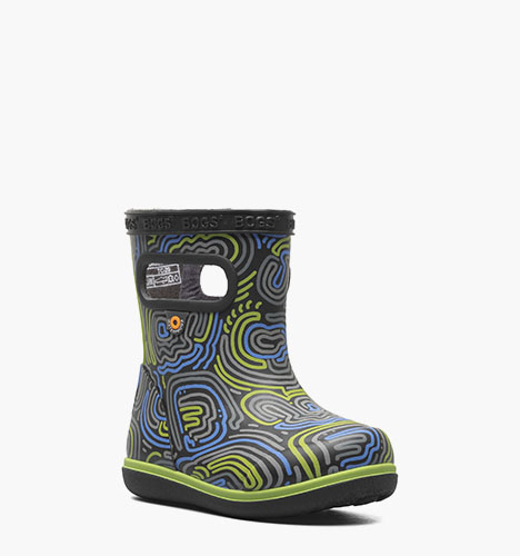 Skipper II Cloud Geo Kid's Rainboots in Black Multi for $39.90