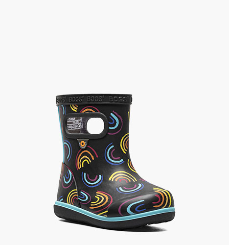 Skipper II Wild Rainbows Kid's Rainboots in Black Multi for $37.99
