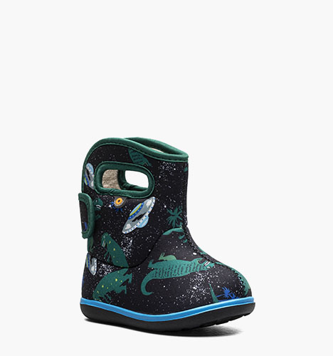 Baby Bogs II Jurassic Dino Waterproof Baby Boots in Black Multi for $75.00