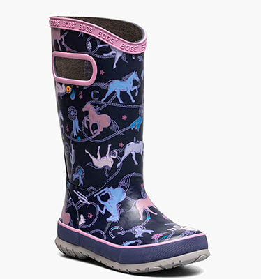 Rainboot Rodeo Horses Kids Rainboots in Purple Multi for $44.90