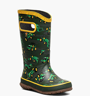 Rainboot Tractor Kids Rainboots in Dark Green Multi for $70.00
