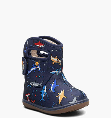 Baby Bogs II - Pixel Shark Baby Boots in navy multi for $75.00