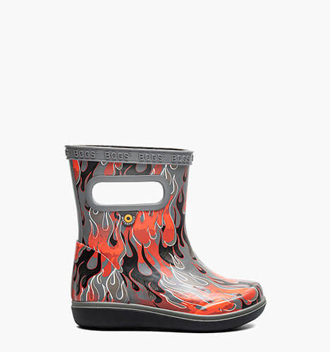 Skipper II Fire Flame Kids' Rain Boots in Dark Gray Multi for $60.00
