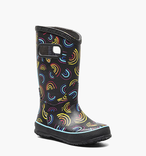 Rainboots Wild Rainbows Kid's Rainboots in Black Multi for $39.99